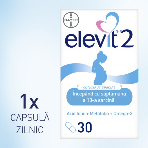 Elevit 2 - 30 capsule moi - multivitamine pentru sarcina - trimestrul 2 si 3 de sarcina