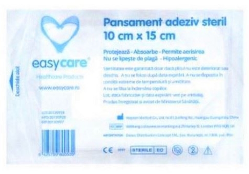 easycare pansament adeziv steril 10cm/15cm x 1 bucata