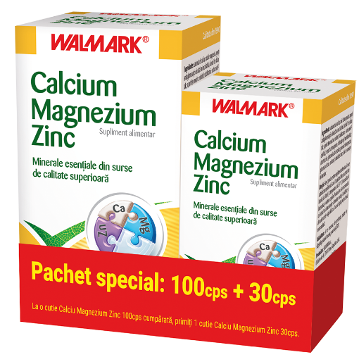 Poza cu Walmark Calcium, magnezium si zinc - 100 tablete (pachet promo +Walmark Calcium, magnezium si zinc - 30 tablete)