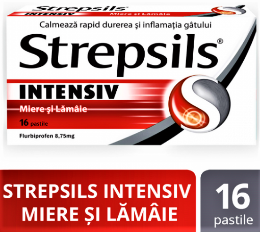 Poza cu Strepsils Intensiv miere si lamaie - 16 pastile