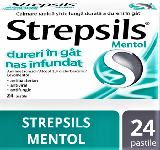 Poza cu Strepsils mentol - 24 pastile