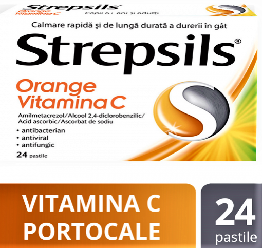 Poza cu Strepsils Orange si Vitamina C - 24 pastile