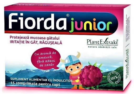 Poza cu PlantExtrakt Fiorda Junior cu aroma de zmeura - 15 comprimate pentru supt