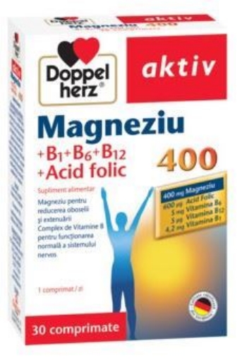 Poza cu Doppelherz Aktiv Magneziu 400 + B1 + B6 + B12 + acid folic - 30 comprimate