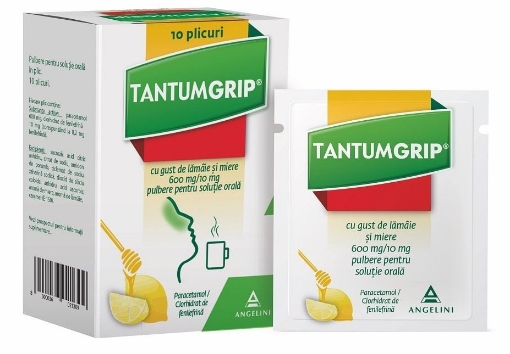 Poza cu TantumGrip Lamaie si miere 600mg/10mg - 10 plicuri Angelini