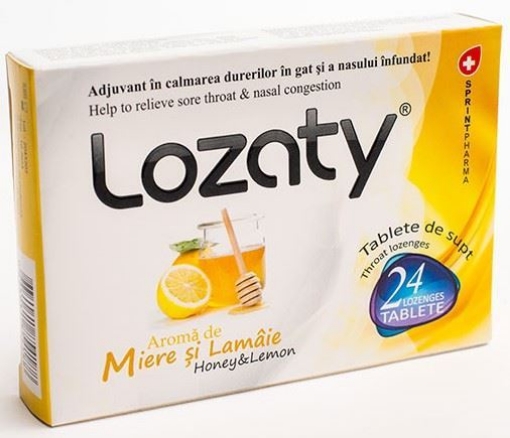 Poza cu Lozaty cu miere si lamaie - 24 tablete de supt Sprint Pharma