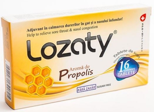 Lozaty cu propolis fara zahar - 16 tablete de supt Sprint Pharma