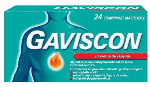 Poza cu Gaviscon cu aroma de capsuni - 24 comprimate masticabile