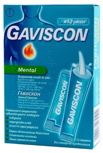 Poza cu Gaviscon cu aroma de mentol suspensie orala 10ml - 12 plicuri
