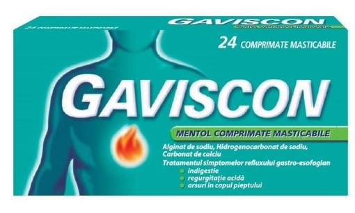 Poza cu Gaviscon cu aroma de mentol - 24 comprimate masticabile