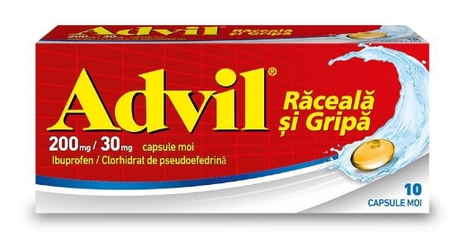 Poza cu Advil Raceala si Gripa 200mg/30mg - 10 capsule