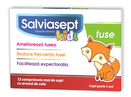 Zdrovit Salviasept Kids tuse - 12 comprimate moi de supt