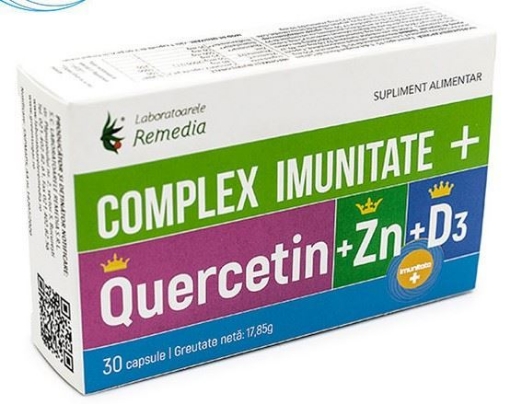 Poza cu Remedia Complex Imunitate + Quercetin + Zn + D3 - 30 comprimate