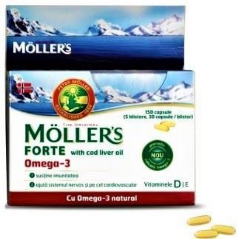 Poza cu Mollers Forte Omega 3 Cod Liver Oil - 150 capsule