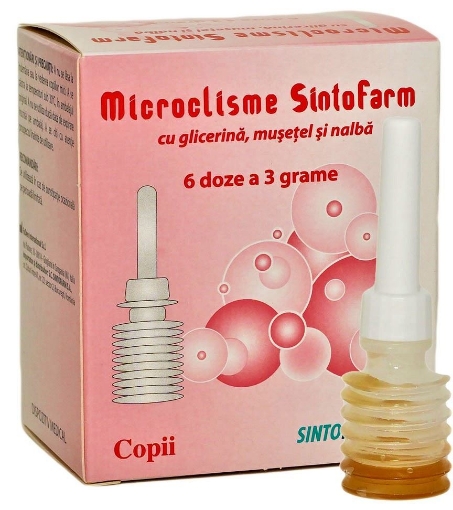 Microclisme cu glicerina, musetel si nalba pentru copii - 6 bucati Sintofarm