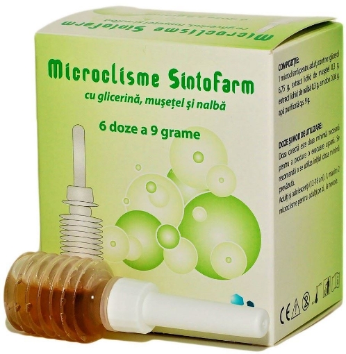 Microclisme cu glicerina, musetel si nalba pentru adulti - 6 bucati Sintofarm