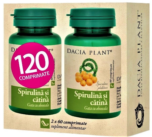 Dacia Plant Spirulina si Catina - 60 comprimate (pachet promo 1+1)