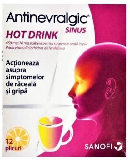 Poza cu Antinevralgic Sinus Hot drink 650mg/10mg - 12 plicuri