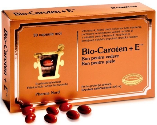Poza cu Pharma Nord Bio-Caroten+Vitamina E - 30 Capsule Moi