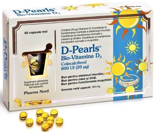 Poza cu Pharma Nord D-pearls bio-vitamina D3 800UI - 80 capsule moi