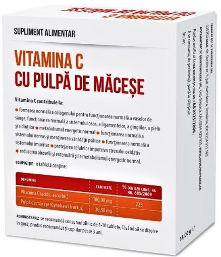Poza cu vitamina c cu pulpa macese x 30 tablete quantum pharm