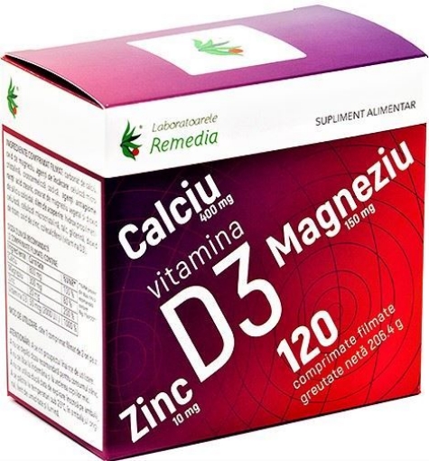 Poza cu remedia ca+mg+zn +vitamina d3 ctx120 cpr