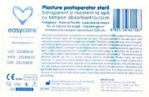 easycare plasture postoperator steril 10cm/10cm x 1 bucata