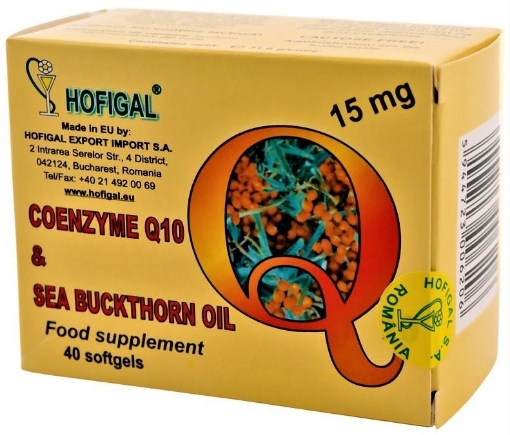 Hofigal Coenzima Q10 in ulei de catina 15mg - 40 capsule moi