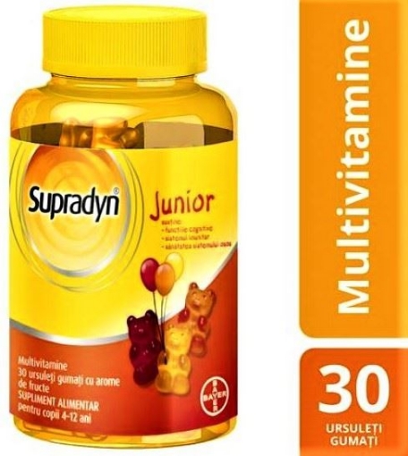 Poza cu Supradyn Junior Multivitamine, Vitamina C, B3, B6, B12 - 30 ursuleti gumati