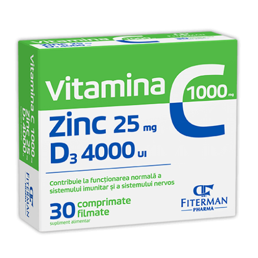 fiterman vitamina c 1000+zinc 25+d3 4000 ctx30 cpr film