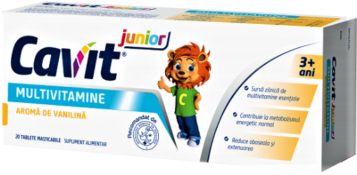 Poza cu Cavit Junior Multivitamine cu aroma de vanilie - 20 tablete masticabile Biofarm