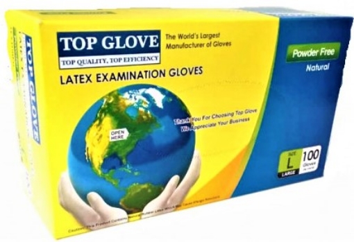 Poza cu  Manusi pentru examinare din latex, nepudrate L - 100 bucati Top Glove