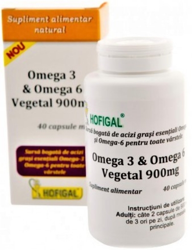 hofigal omega 3 si omega 6 vegetal 900mg ctx40 cps