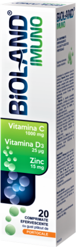 Poza cu Bioland Imuno Vitamina C 1000mg + vitaminele D3 + Zn - 20 comprimate efervescente Biofarm