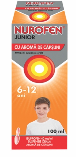 Poza cu Nurofen Junior 6-12 ani suspensie orala cu aroma de capsuni - 100ml