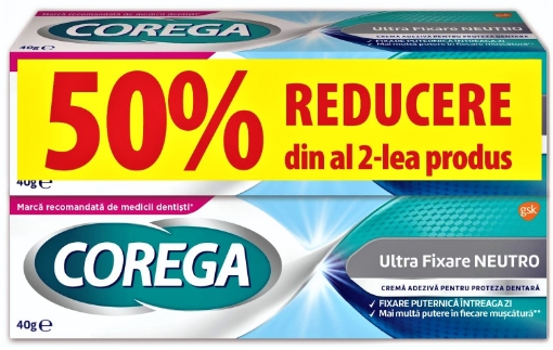 Corega Neutro - 40 grame (1+1 la -50% reducere la al doilea produs)