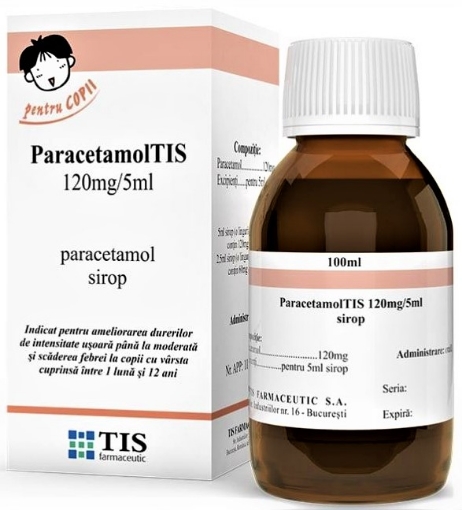 Poza cu Paracetamol 120mg/5ml solutie orala - 100ml Tis Farmaceutic