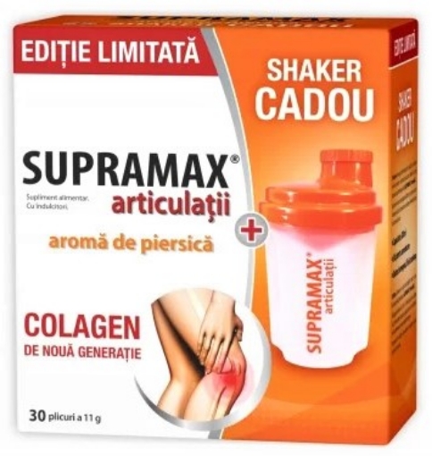Poza cu Zdrovit Supramax Articulatii cu aroma de piersica - 30 plicuri (pachet promo cu Shaker)