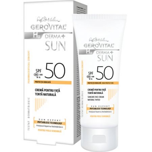 gerovital gh3d+sun crema fata tenta naturala spf50