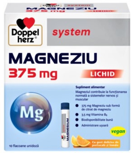 Doppelherz System Magneziu 375mg liquid - 10 flacoane unidoza