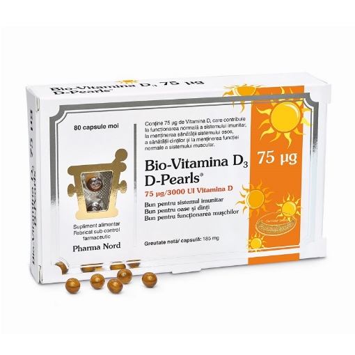 Pharma Nord Pearls Bio-vitamina D3 3000UI - 80 capsule