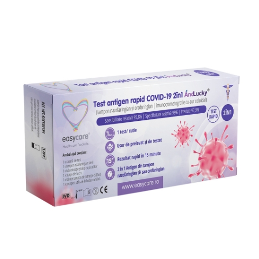 Poza cu EasyCare test antigen rapid Covid-19 2 in 1 nazofaringian - 1 kit