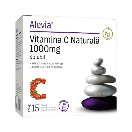 Poza cu alevia vitamina c naturala 1000mg ctx15 pl