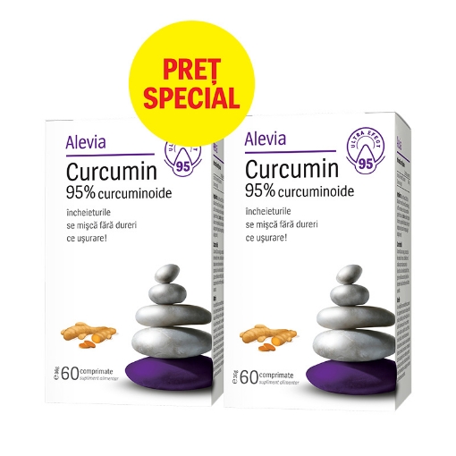 Alevia Curcumin 95% Curcuminoide - 60 comprimate (pachet promo + 60 comprimate)