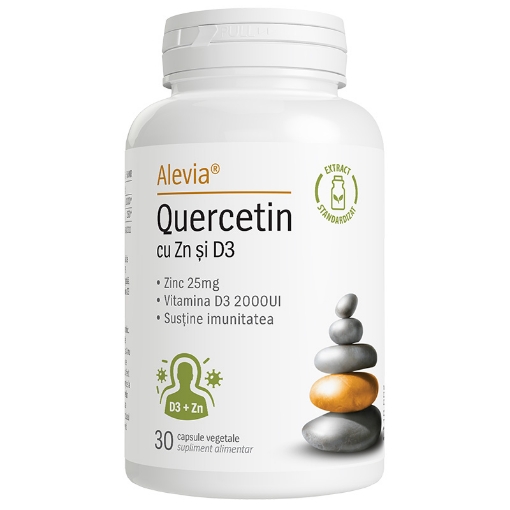 Poza cu Alevia Quercetin cu Zinc si D3 - 30 capsule vegetale