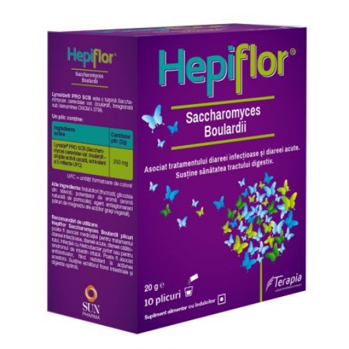 Hepiflor Saccharomyces boulardii 250mg pulbere pentru solutie orala - 10 plicuri