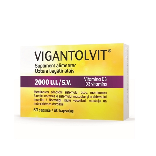 Poza cu Vigantolvit Vitamina D3 2000UI - 60 capsule