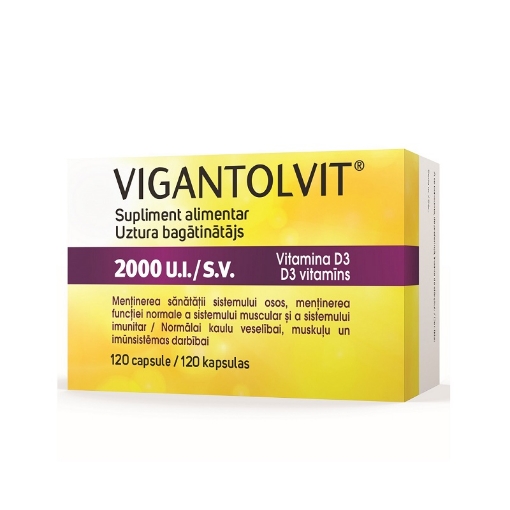 Poza cu Vigantolvit Vitamina D3 2000UI  - 120 capsule