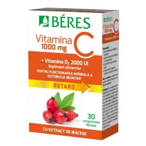 beres vitamina c 1000mg ct+vit d3 2000 ui ctx30 cpr film retard