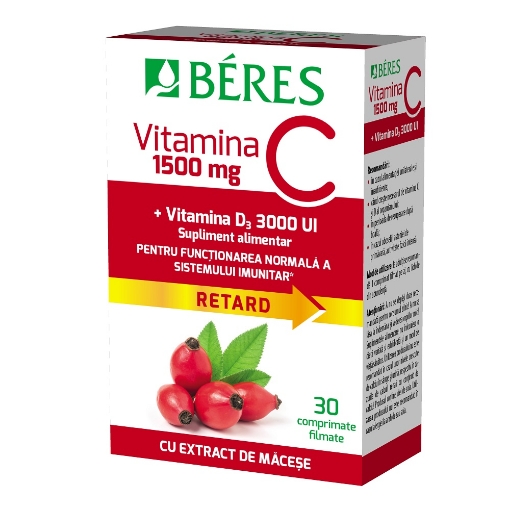 beres vitamina c 1500 mg+vit d3 3000ui ctx30 cpr film retard